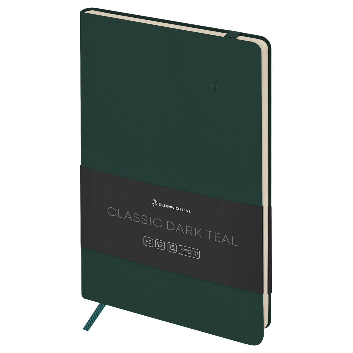 

Записная книжка А5 96л кожзам Greenwich Line Classic Dark teal с резинкой блок без линовки