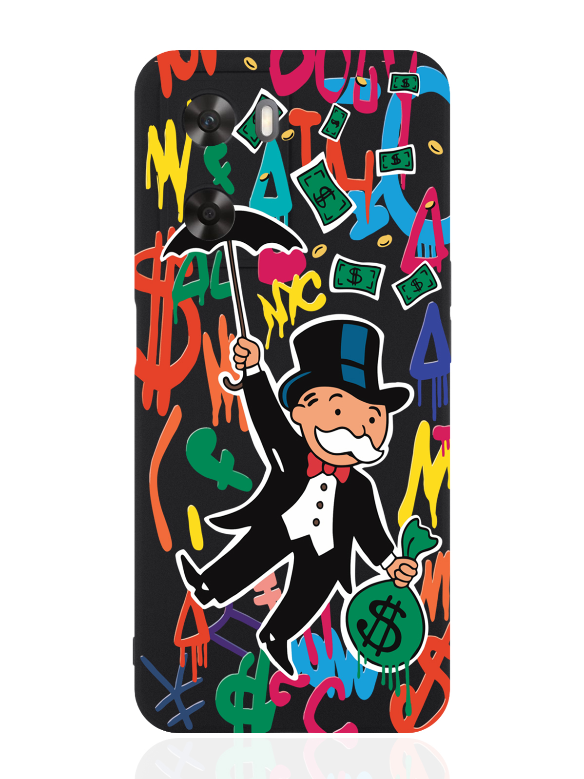

Чехол для OPPO A57s Rich uncle PennyBags/ Богатенький дядюшка толстосум черный, Оранжевый;черный