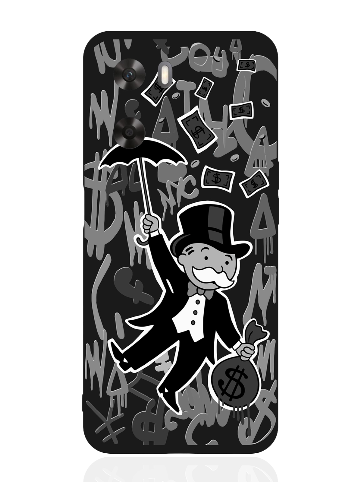 

Чехол для OPPO A57s Monopoly Black Edition/ Монополия черный, Серый;черный