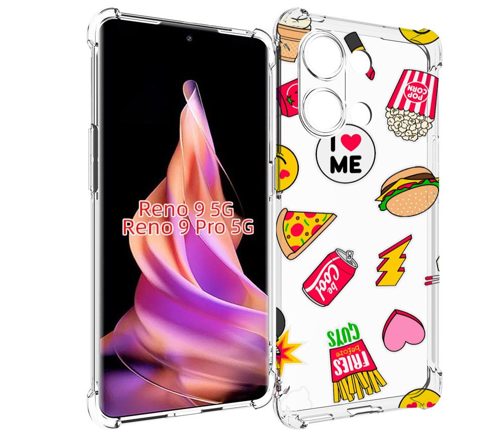 

Чехол MyPads фаст-фуд для OPPO Reno 9 / Reno 9 Pro, Прозрачный, Tocco