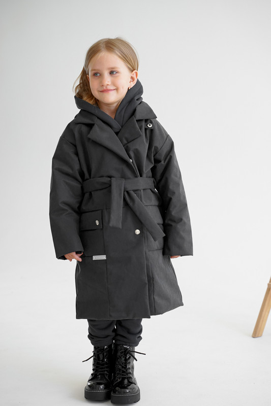 Пальто детское Minidino В-П-001, черный, 104