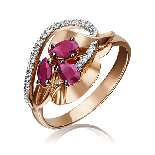 

Кольцо из золота с бриллиантом/рубином р. 17,5 PLATINA jewelry 01-5221-00-107-1110-30, 01-5221-00-107-1110-30