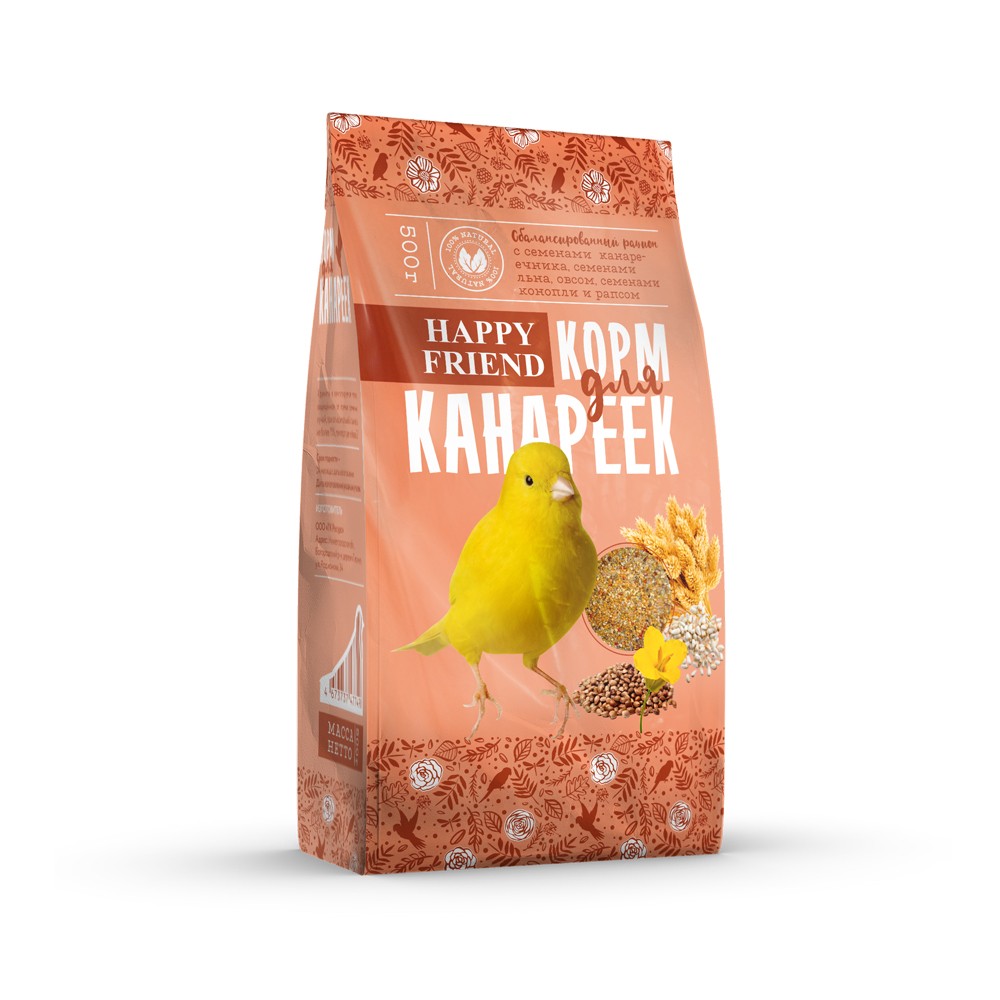 Сухой корм для канареек HAPPY FRIEND, 500 г