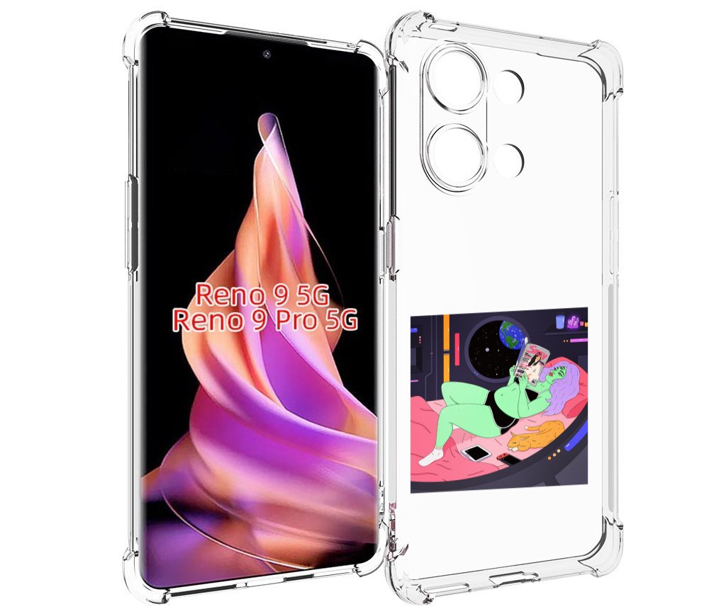 

Чехол MyPads трехглазая девушка зеленая для Oppo Reno 9/Reno 9 Pro, Прозрачный, Tocco