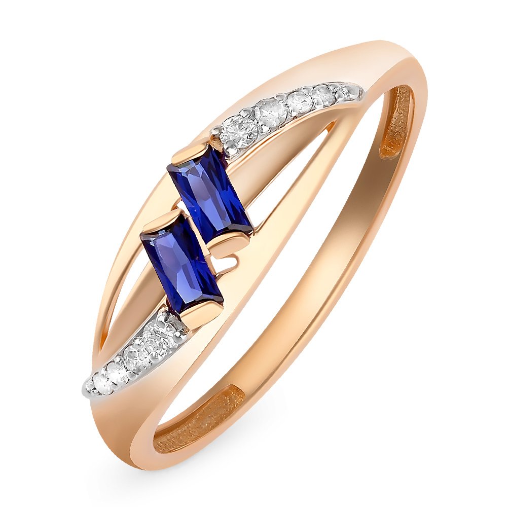 

Кольцо женское из красного золота с сапфиром, бриллиантом 585Gold 101012628, р, 101012628