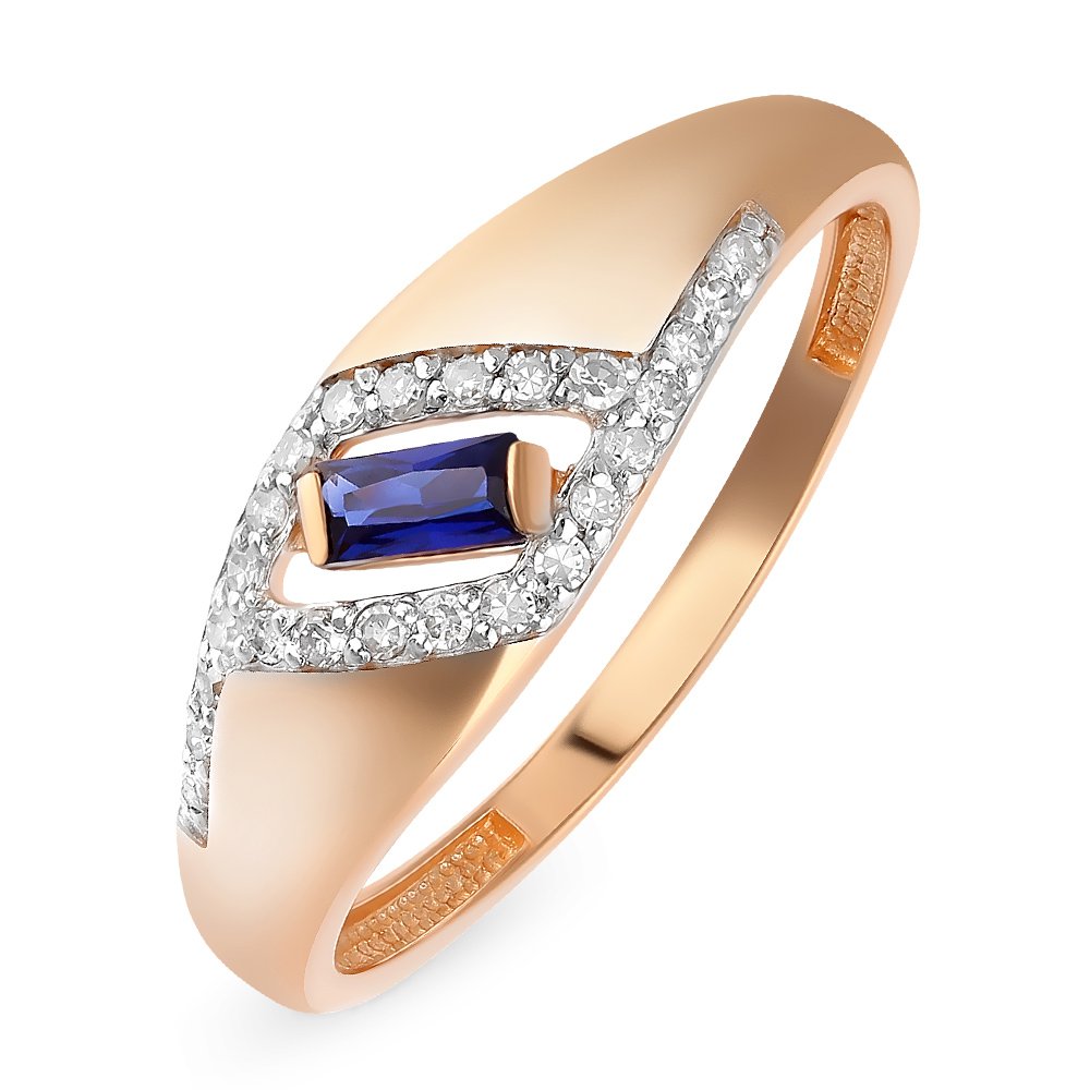 

Кольцо женское из красного золота с сапфиром, бриллиантом 585Gold 101012646, р, 101012646