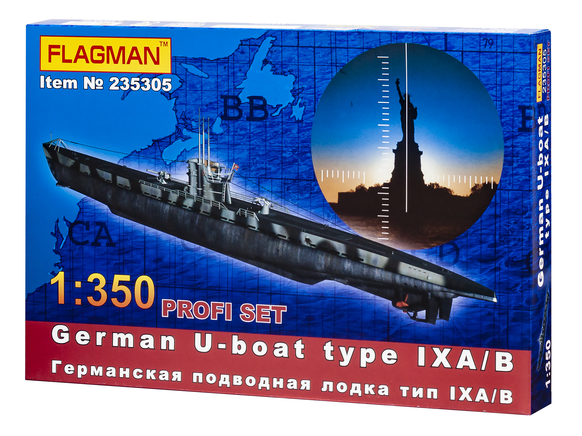 Сборная модель FLAGMAN Германская ПЛ тип IX A/B Profi Set 1:350 235305