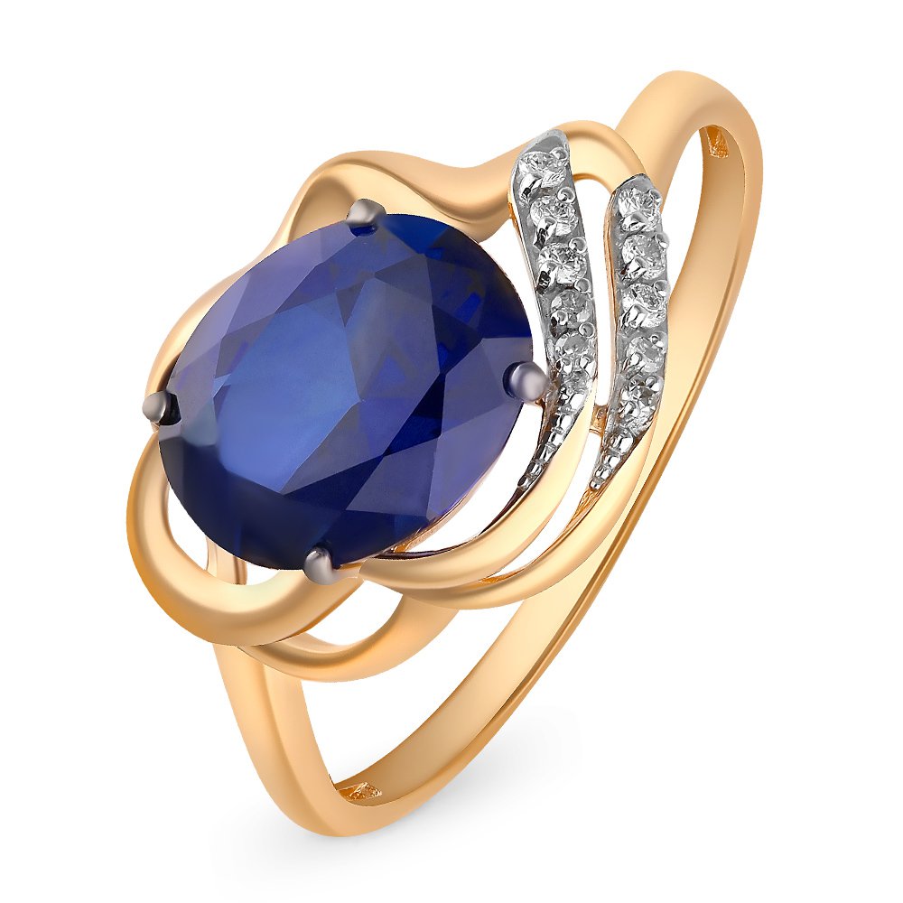 

Кольцо женское из красного золота с сапфиром, бриллиантом 585Gold 101012263, р, 101012263