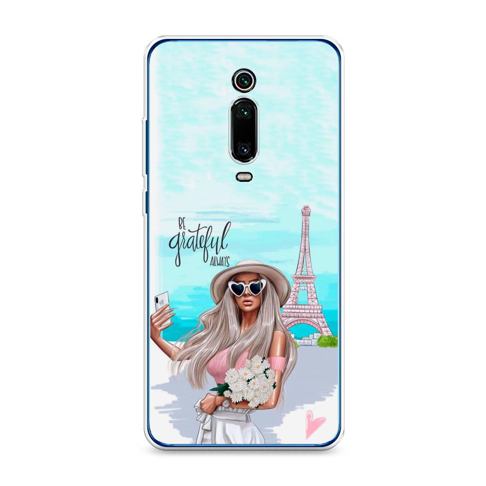 

Чехол на Xiaomi Redmi K20 "Селфи Париж", Голубой;бежевый, 35850-6