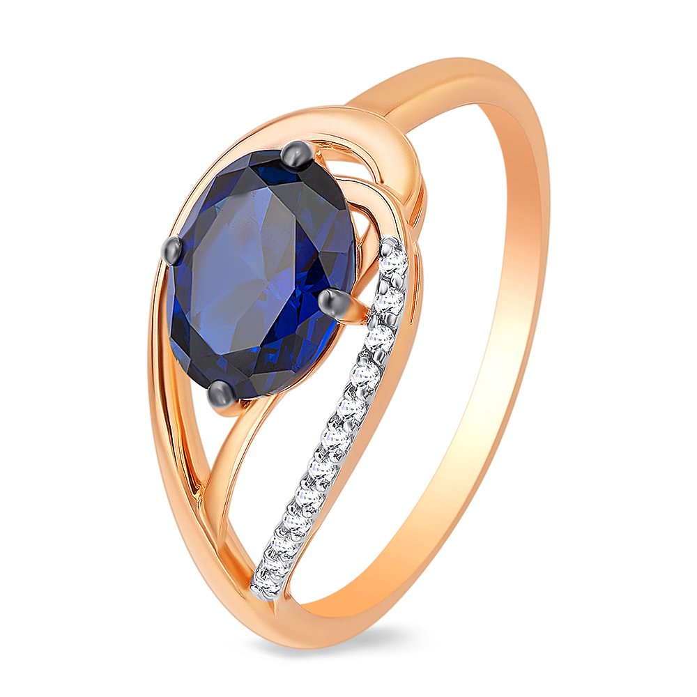 

Кольцо из золота р. , 585Gold 101011556, сапфир искусственный\бриллиант, 101011556