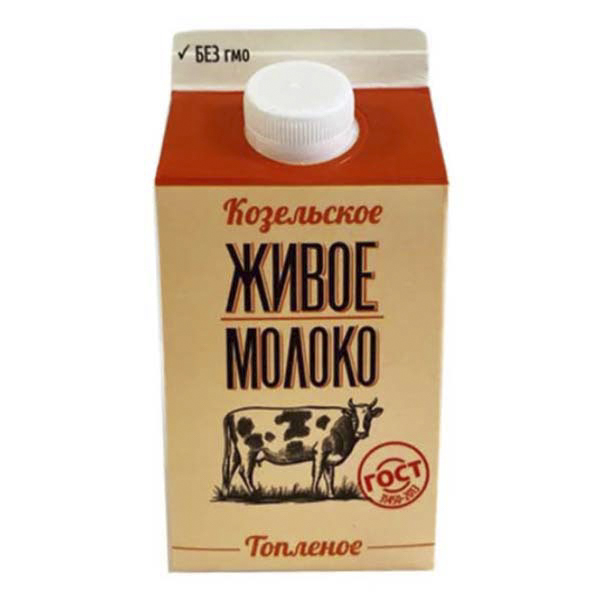 

Молоко 4% топленое 450 мл Козельское живое