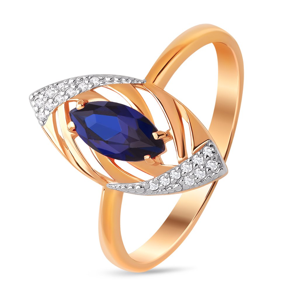 

Кольцо женское из красного золота с сапфиром, бриллиантом 585Gold 101011373, р. 18, 101011373