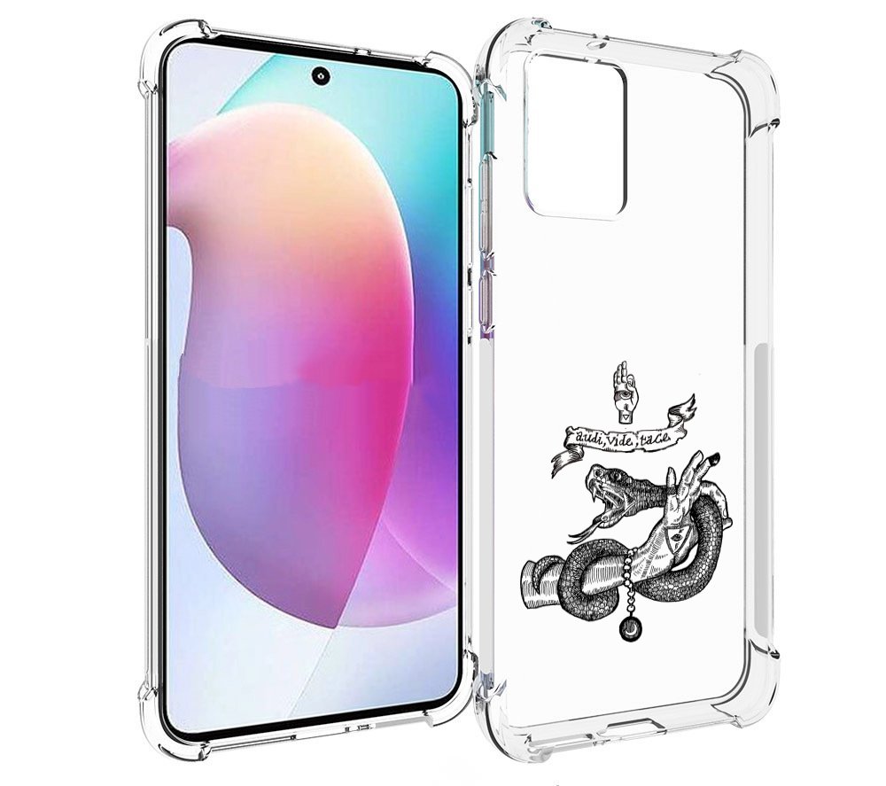

Чехол MyPads змея на руке рисунок для Motorola Edge 30 Neo, Прозрачный, Tocco
