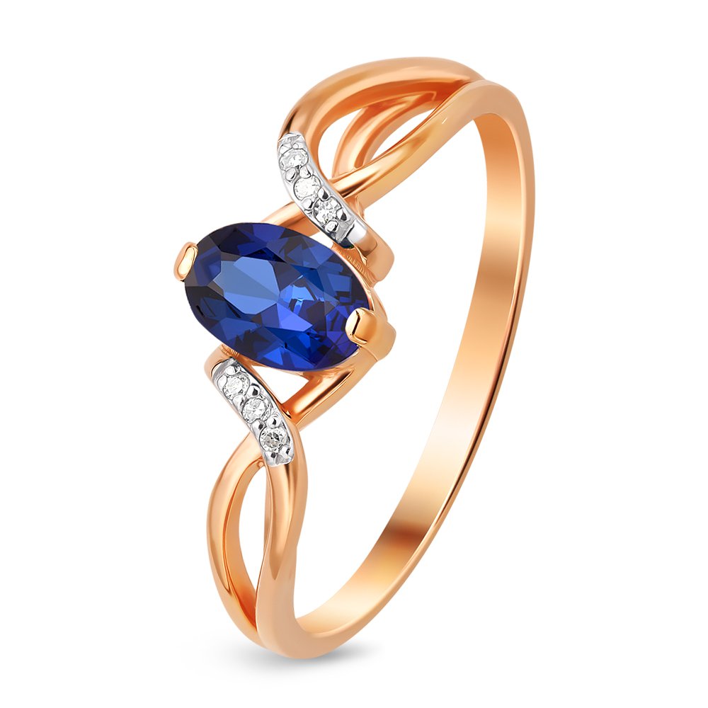 

Кольцо женское из красного золота с сапфиром, бриллиантом 585Gold 101011220, р. 18, 101011220