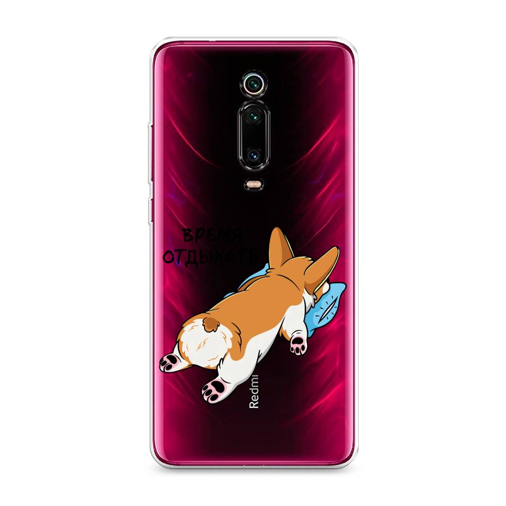 

Чехол на Xiaomi Redmi K20 "Корги отдыхает", Черный;коричневый;голубой, 35650-1