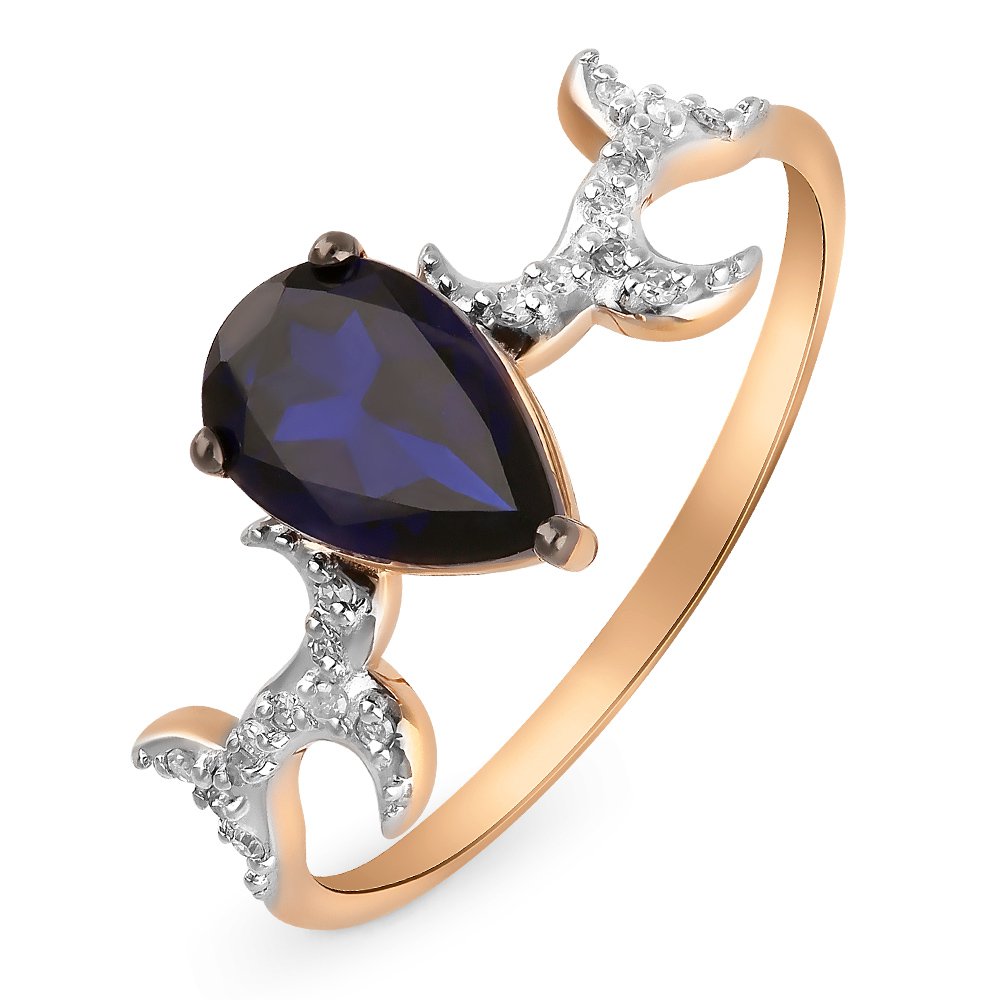 

Кольцо женское из красного золота с сапфиром, бриллиантом 585Gold 101011029, р, 101011029