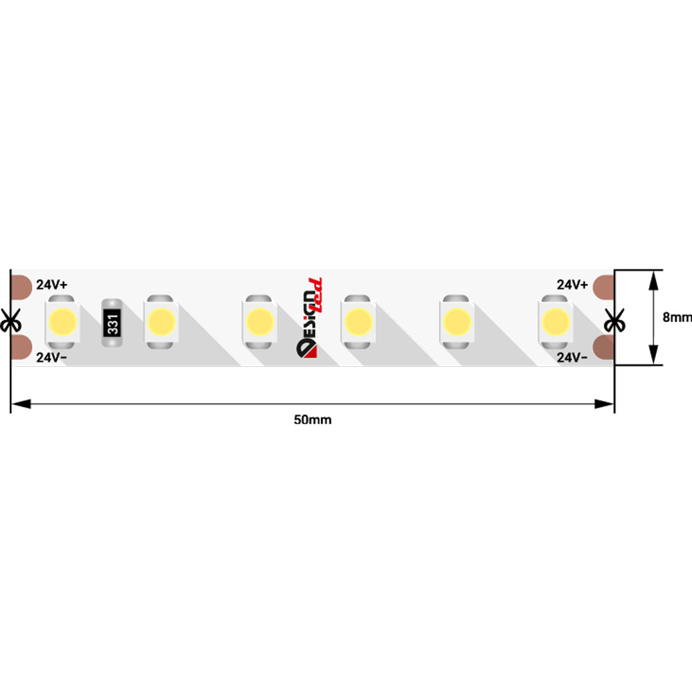 Светодиодная лента DesignLed DSG3120-24-W-33 24V IP33 SMD3528 9.6 Вт/м, 827 Лм/м, 120 диод