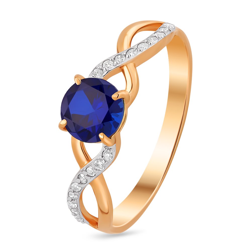 

Кольцо женское из красного золота с сапфиром, бриллиантом 585Gold 101010928, р, 101010928