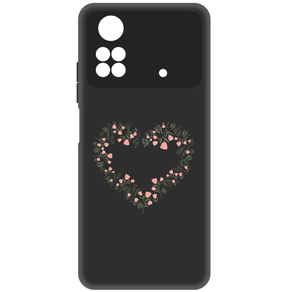 

Чехол-накладка Софт Цветочное сердце для Poco M4 Pro, Черный