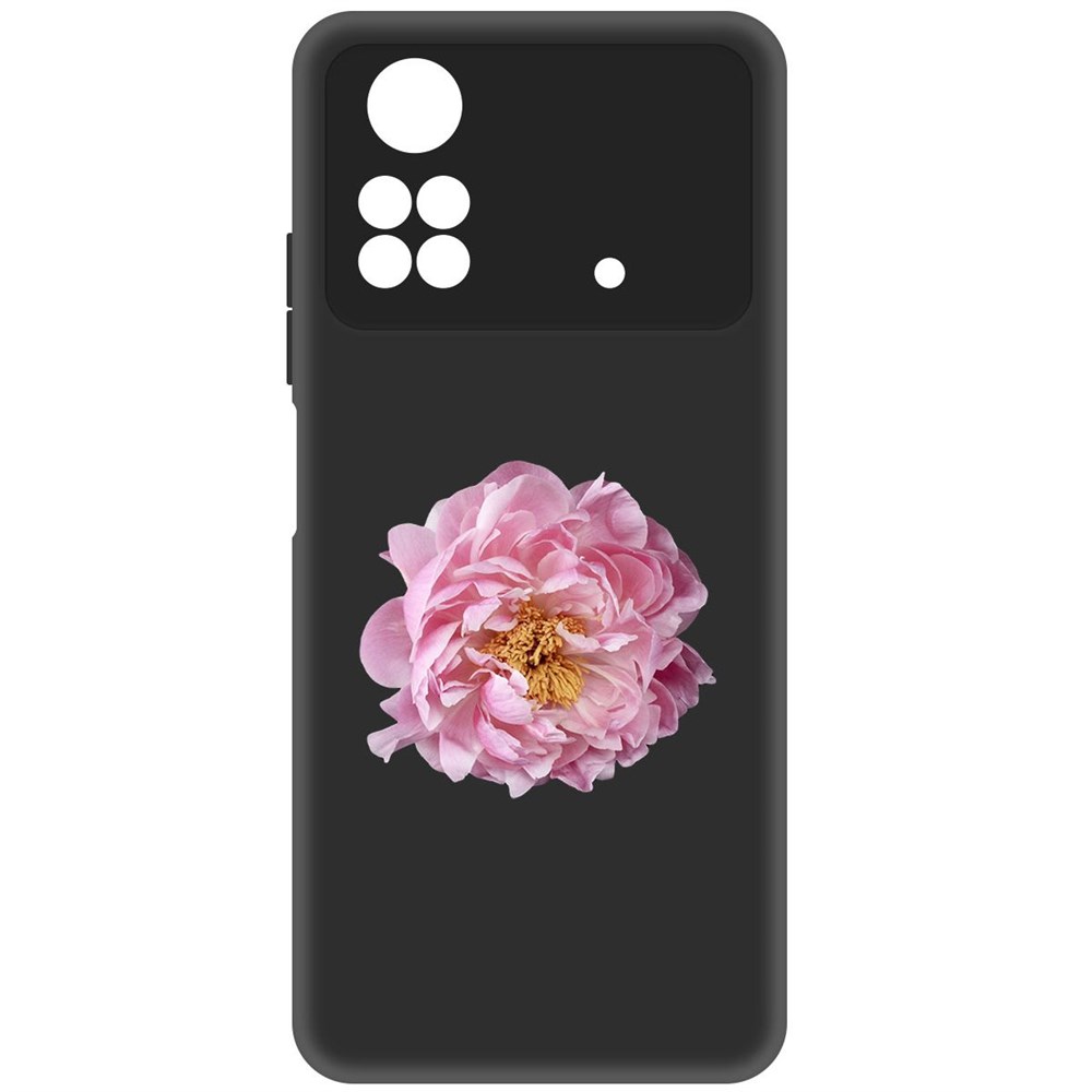 

Чехол-накладка Софт Розовый пион для Poco M4 Pro, Черный