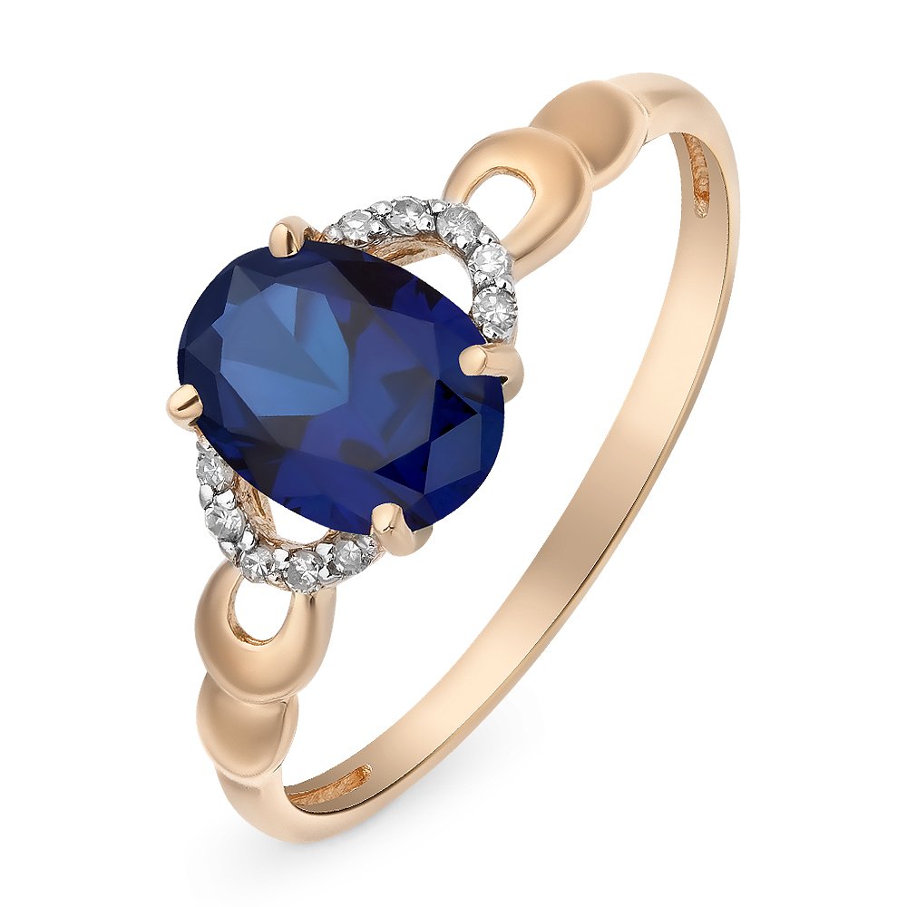 

Кольцо женское из красного золота с сапфиром, бриллиантом 585Gold 101010862, р, 101010862