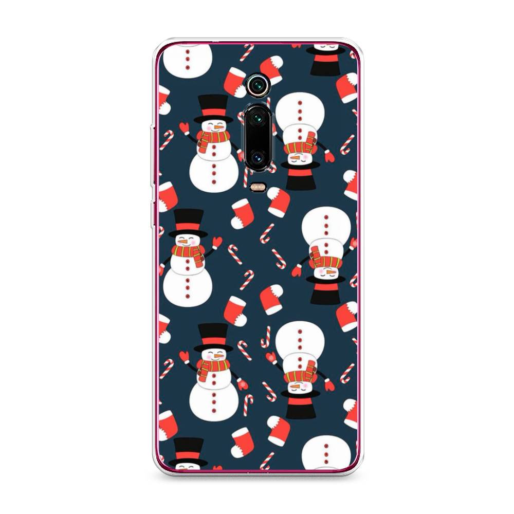 

Чехол на Xiaomi Redmi K20 "Синие снеговики", Синий;белый;красный, 35650-5