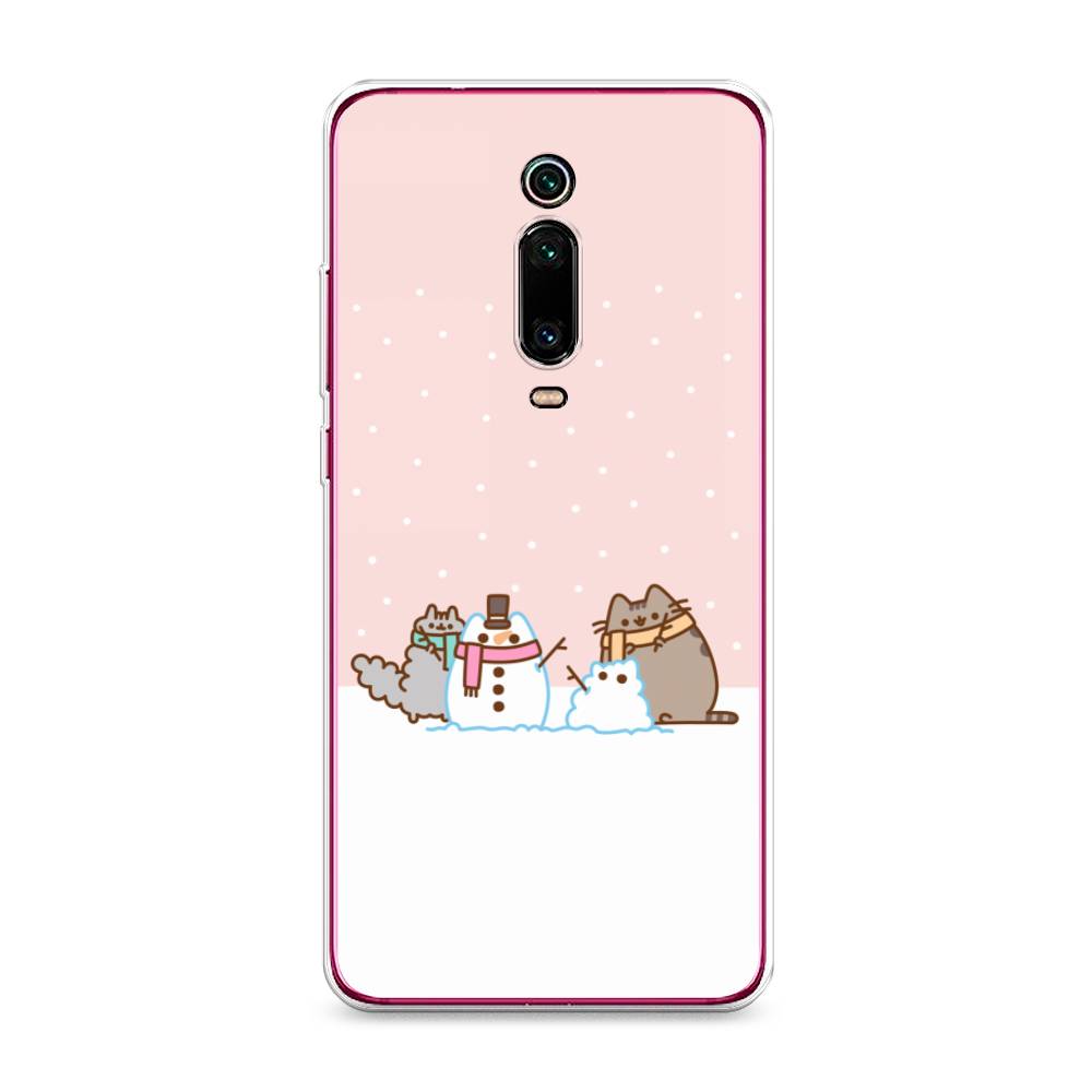 

Чехол на Xiaomi Redmi K20 "Котики в снегу", Розовый;белый;серый, 35650-5
