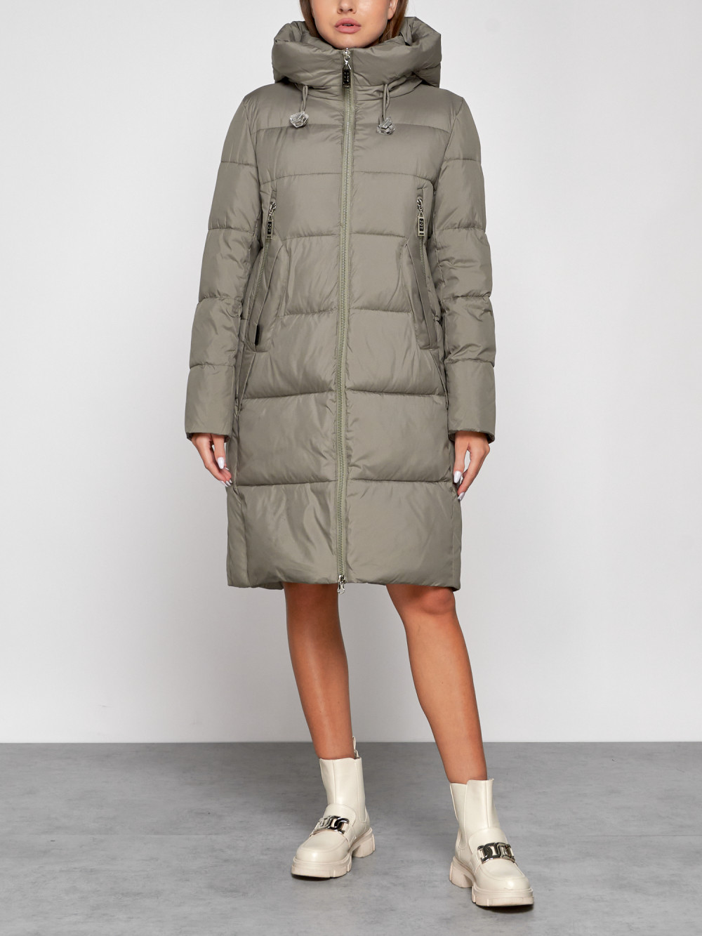 

Пальто женское NoBrand AD51155 хаки XXL, AD51155