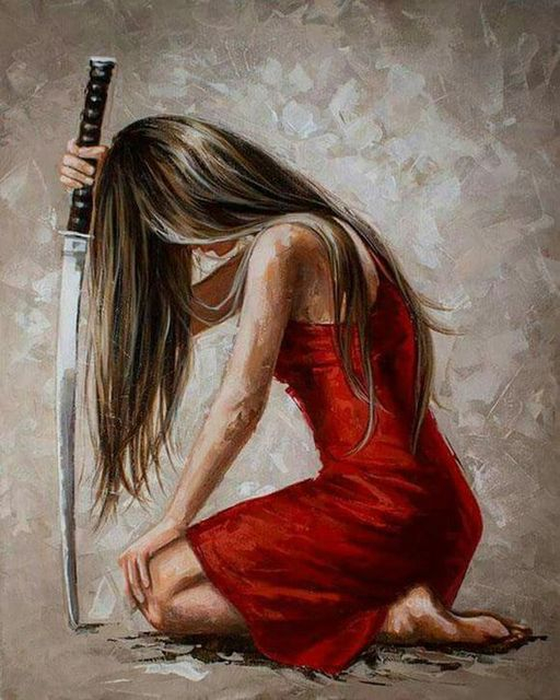 

Алмазная мозаика DVEKARTINKI Девушка с катаной 40х50 на подрамнике, Девушка с катаной