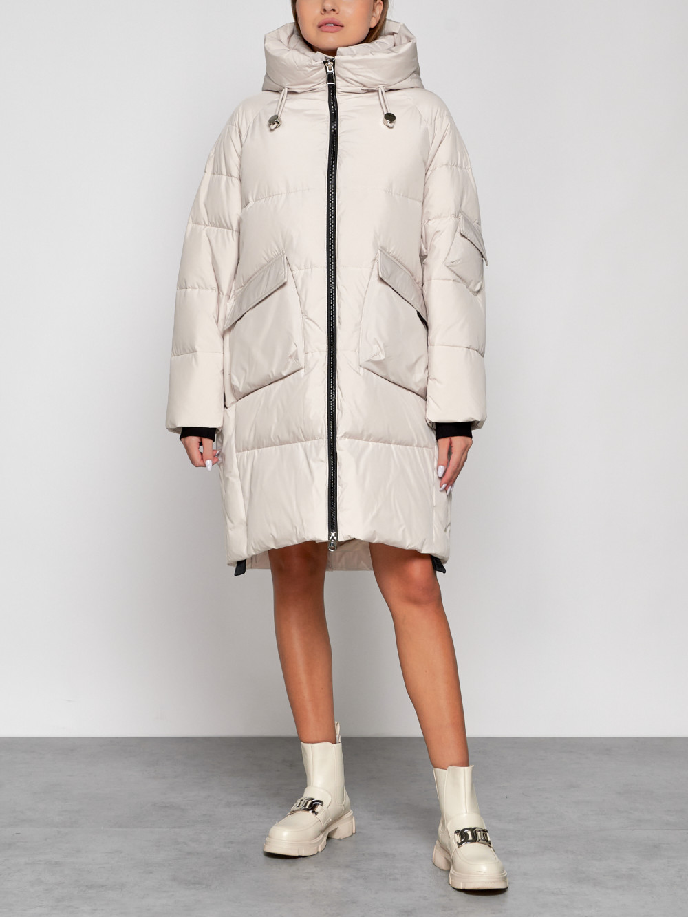

Пальто женское NoBrand AD51139 серое XXL, Серый, AD51139