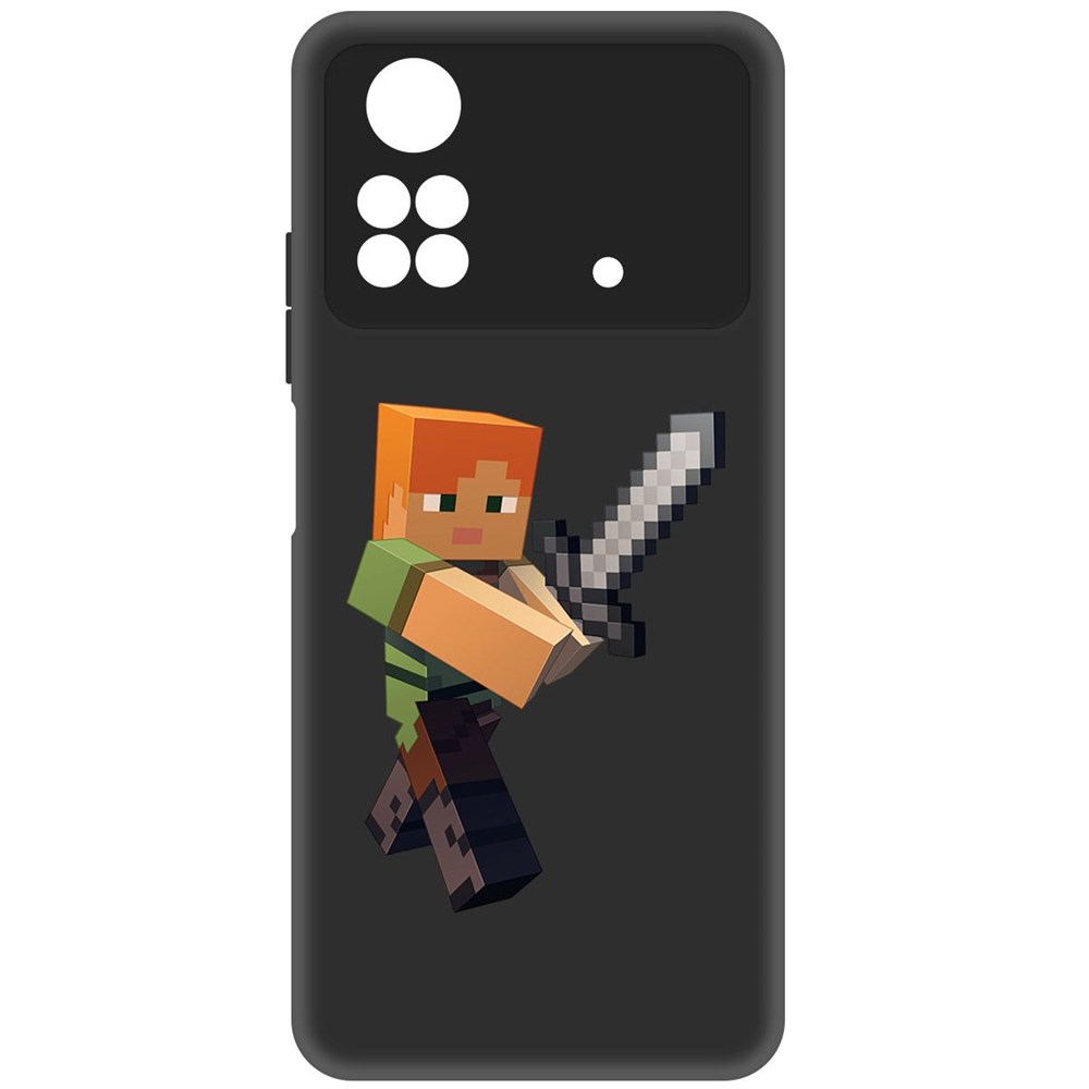 

Чехол-накладка Софт Minecraft-Алекс для Poco M4 Pro, Черный