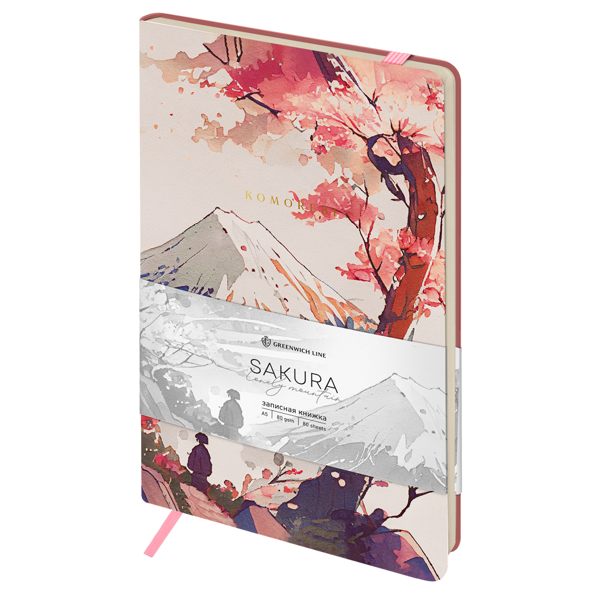 

Записная книжка А5 80л. кожзам Greenwich Line Sakura. Lonely mountain блок в линию