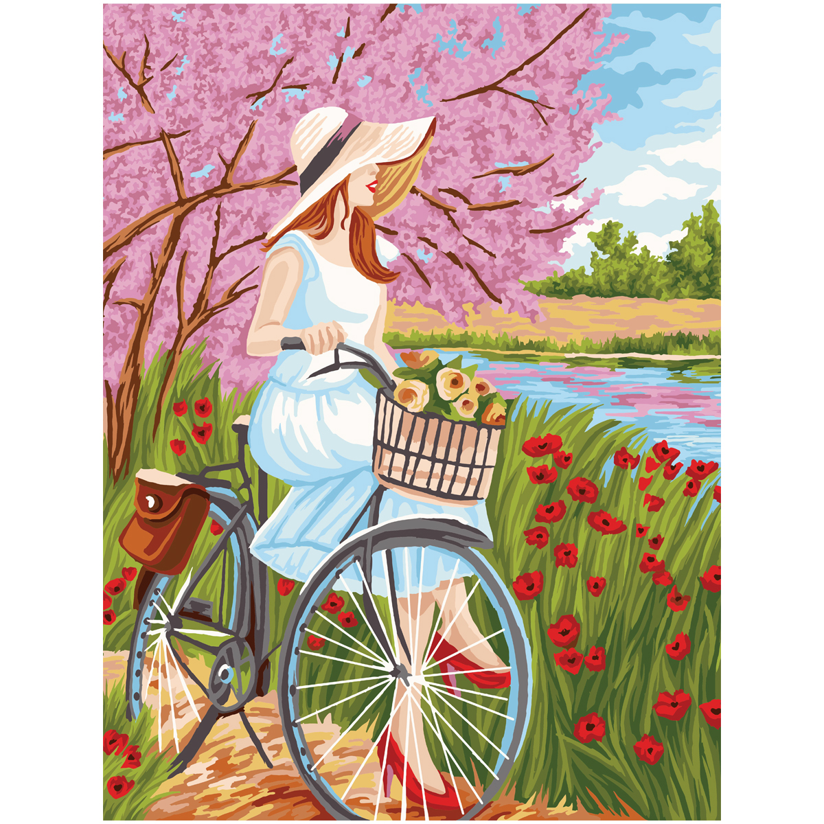 Картина по номерам на холсте ТРИ СОВЫ Прогулка на велосипеде 40*50 с акриловыми красками