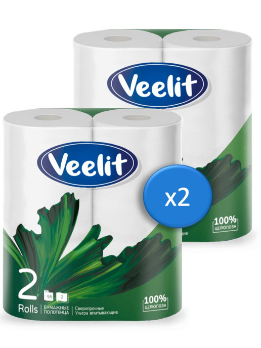 фото Бумажные полотенца veelit comfort из первичной целлюлозы 2 слоя 4 рулона