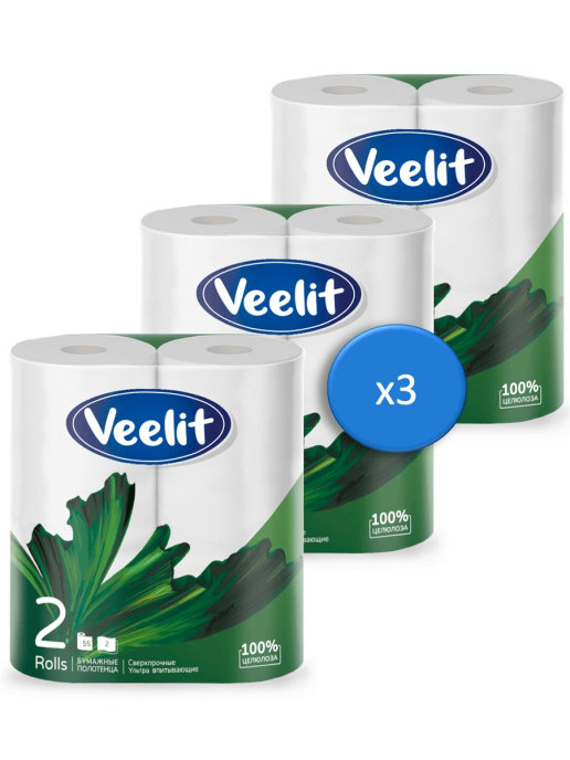 фото Бумажные полотенца veelit comfort из первичной целлюлозы 6 рулонов