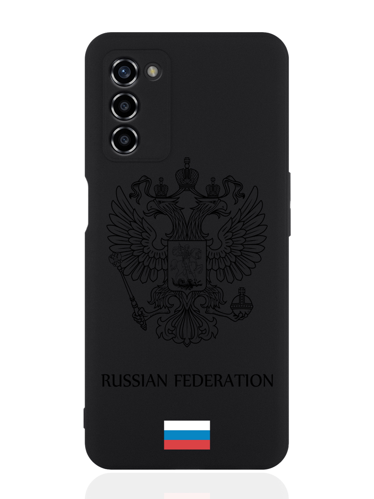 

Чехол для OPPO A55 Черный лаковый Герб Россия черный