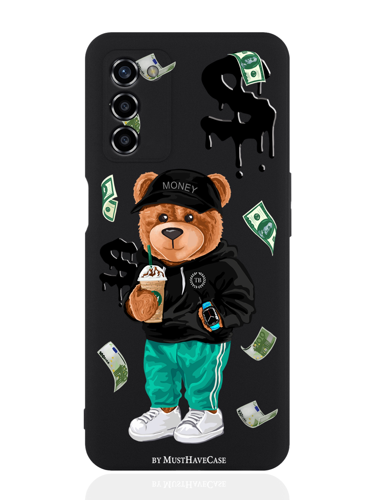 

Чехол для OPPO A55 Tony Bear/ Мишка Тони черный, Черный;зеленый;коричневый