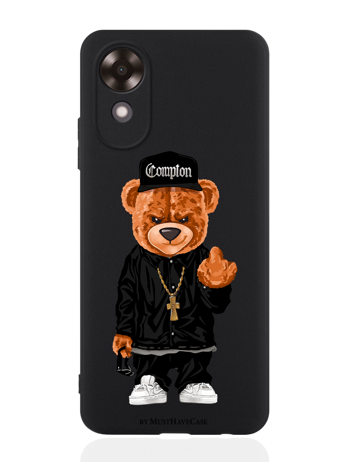 

Чехол для Oppo A17k Мишка Compton черный, Коричневый;черный;белый