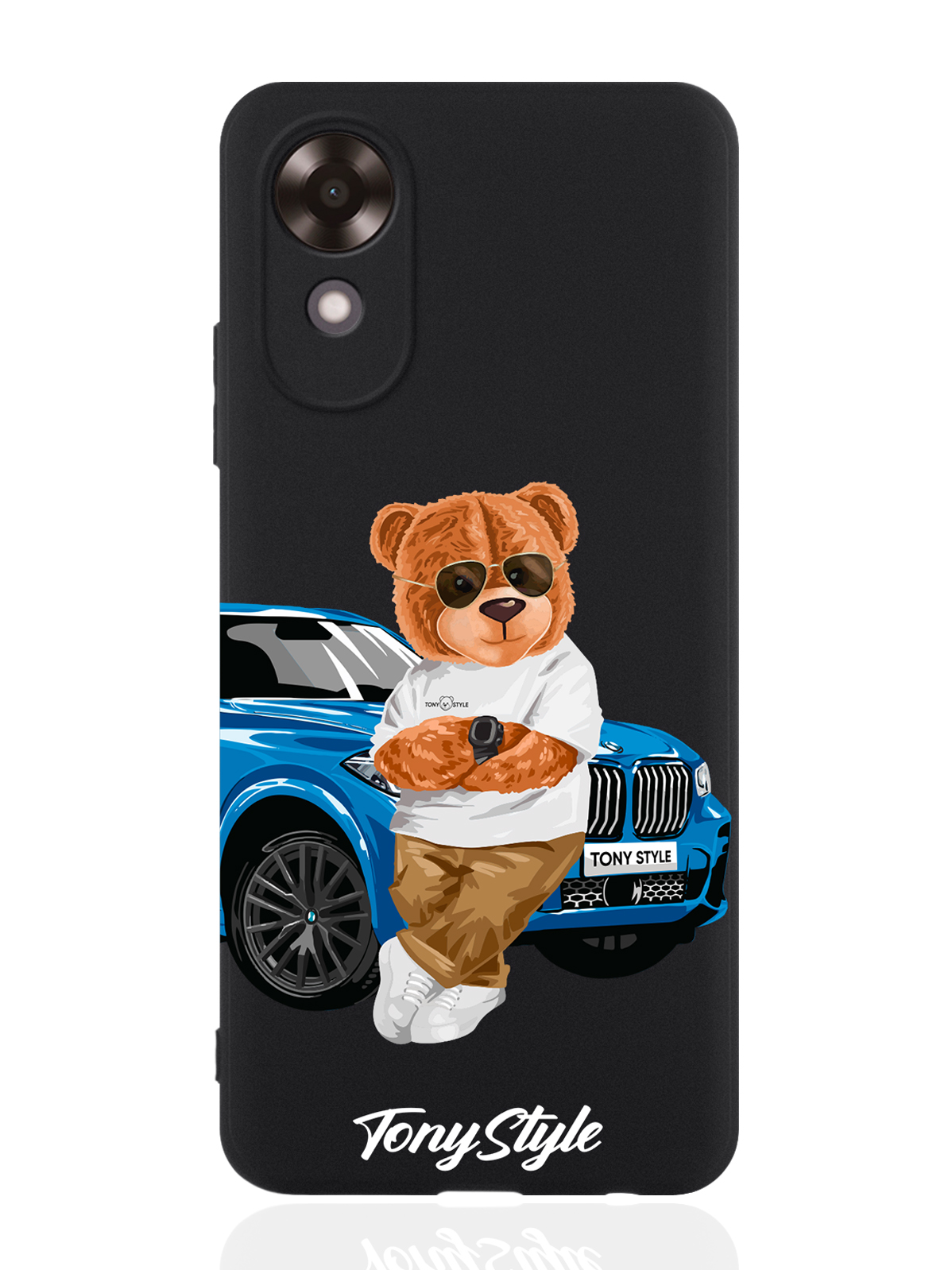 

Чехол для Oppo A17k Tony Style с машиной черный, Голубой;коричневый;белый