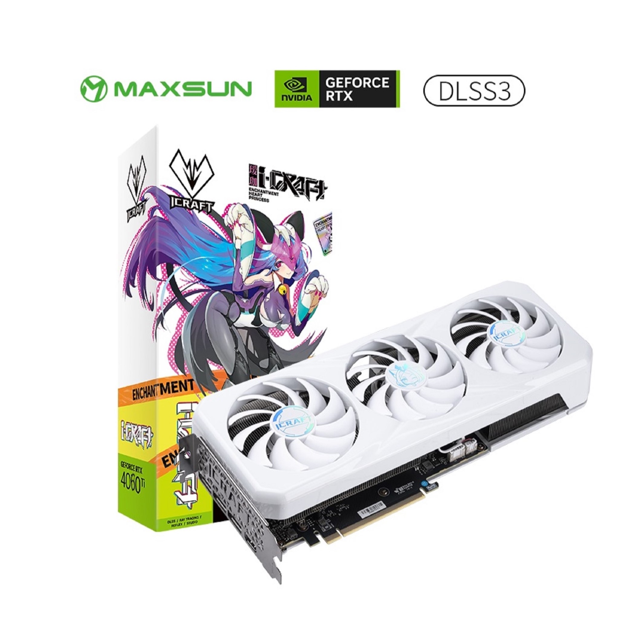 

Видеокарта Maxsun NVIDIA GeForce RTX 4060 Ti iCraft OC, Белый, GeForce RTX 4060 Ti iCraft OC