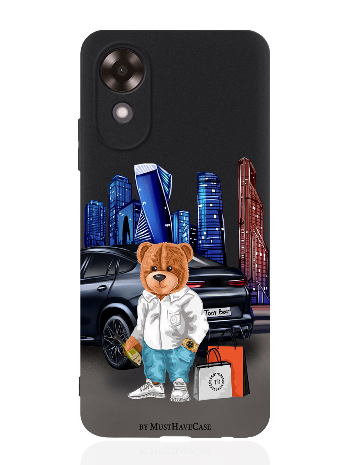 

Чехол для OPPO A17k Tony Moscow city/ Тони Москва Сити черный, Черный;синий;коричневый