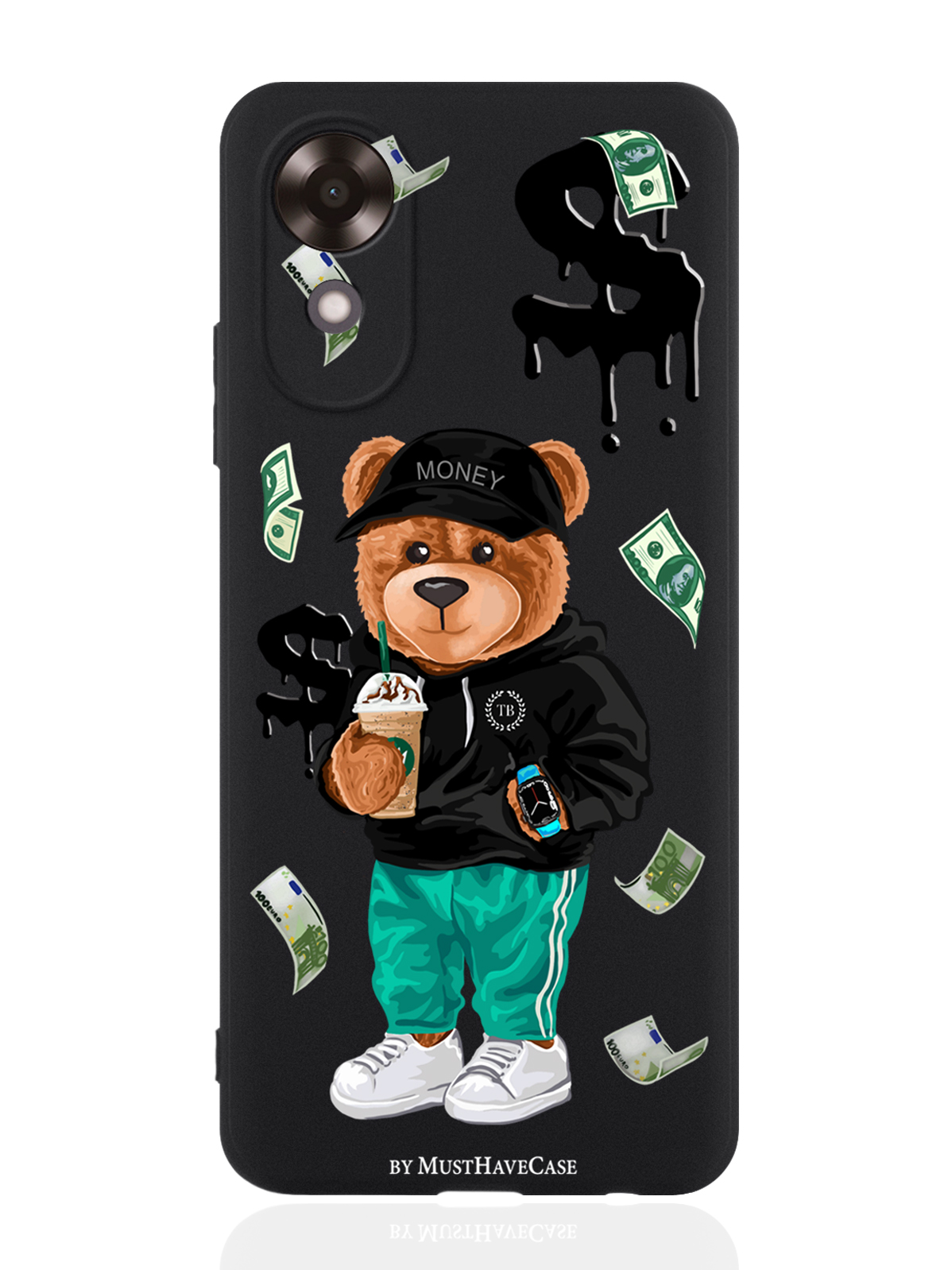 

Чехол для Oppo A17k Tony Bear, Черный;зеленый;коричневый