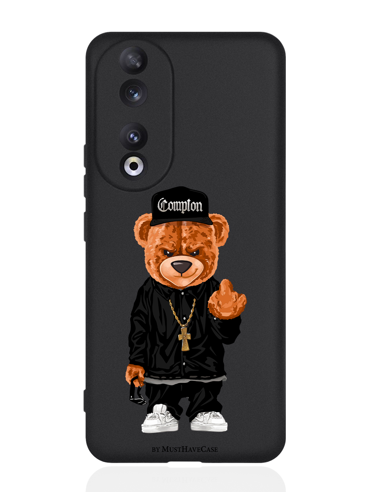 

Чехол для Honor 90 Pro Мишка Compton черный, Коричневый;черный;белый