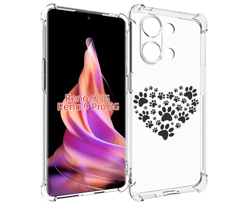 

Чехол MyPads следы-в-сердечке для Oppo Reno 9/Reno 9 Pro, Прозрачный, Tocco