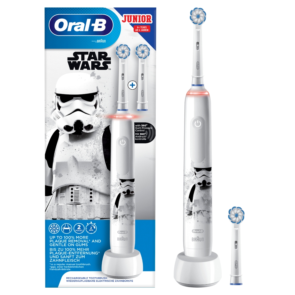 Детская электрическая зубная щетка Oral-B Pro 3 Junior Sensi Звездные Войны D505.523.2K