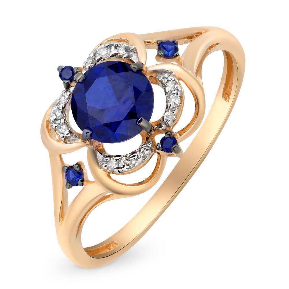 

Кольцо женское из красного золота с сапфиром, бриллиантом 585Gold 101010092, р. 20, 101010092