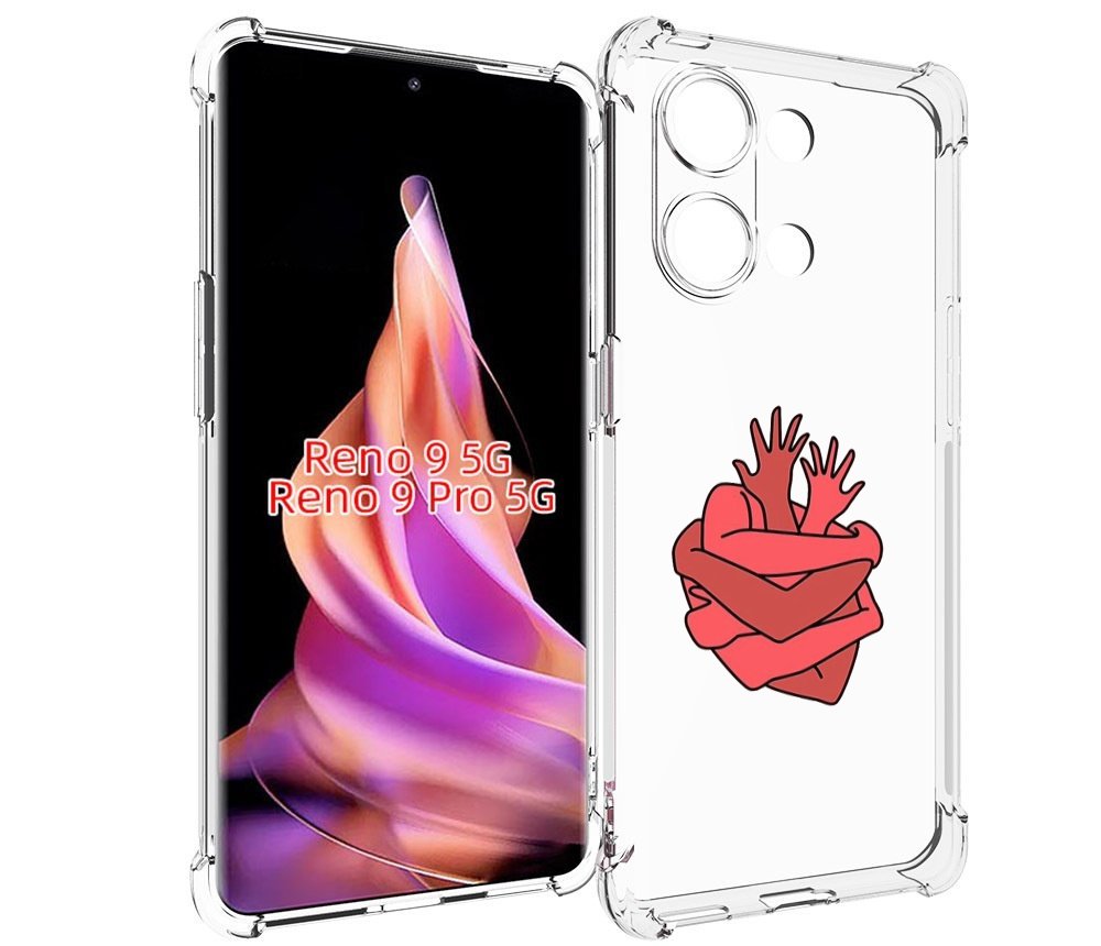 

Чехол MyPads сердце из ручек для Oppo Reno 9/Reno 9 Pro, Прозрачный, Tocco