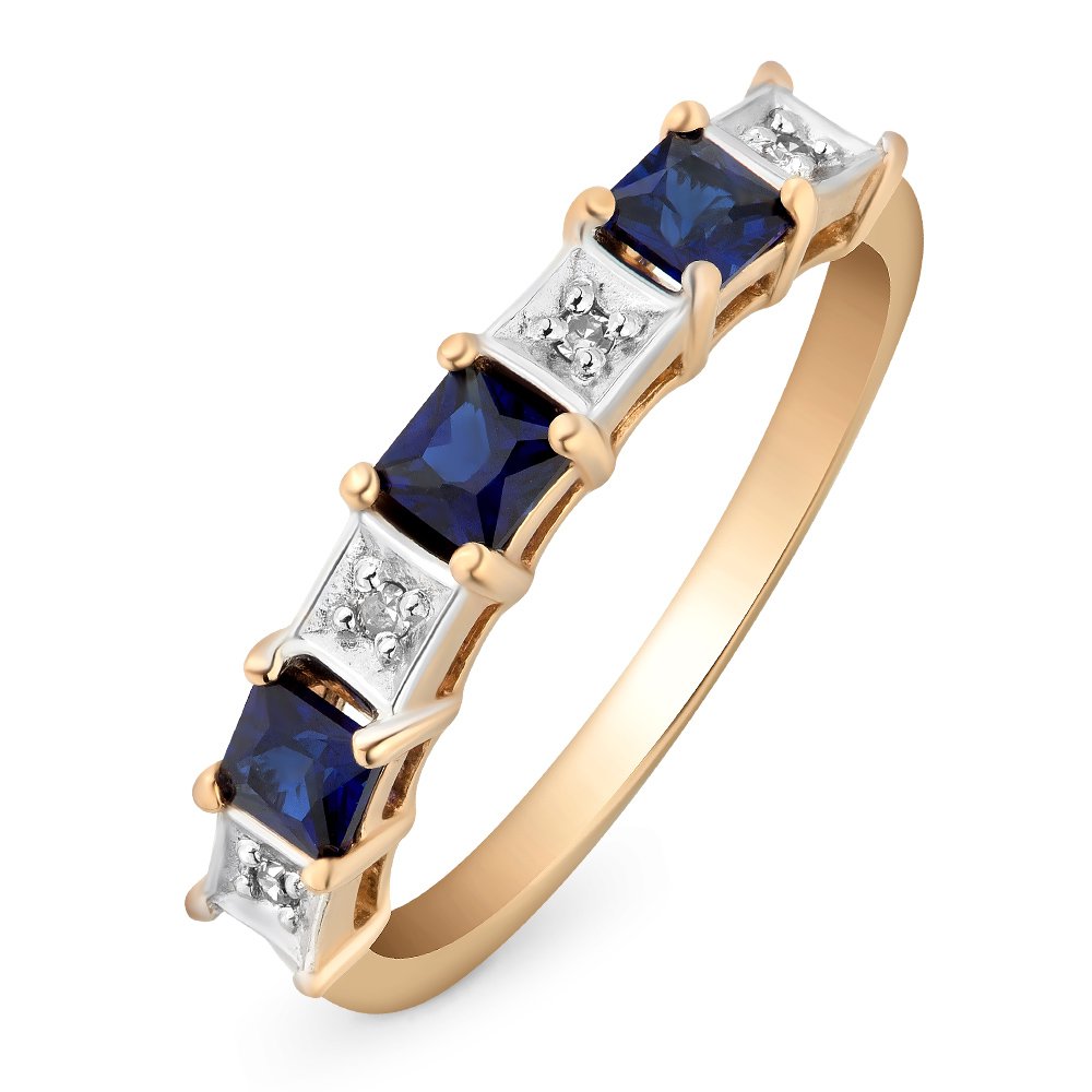

Кольцо женское из красного золота с сапфиром, бриллиантом 585Gold 101010041, р. 17, 101010041