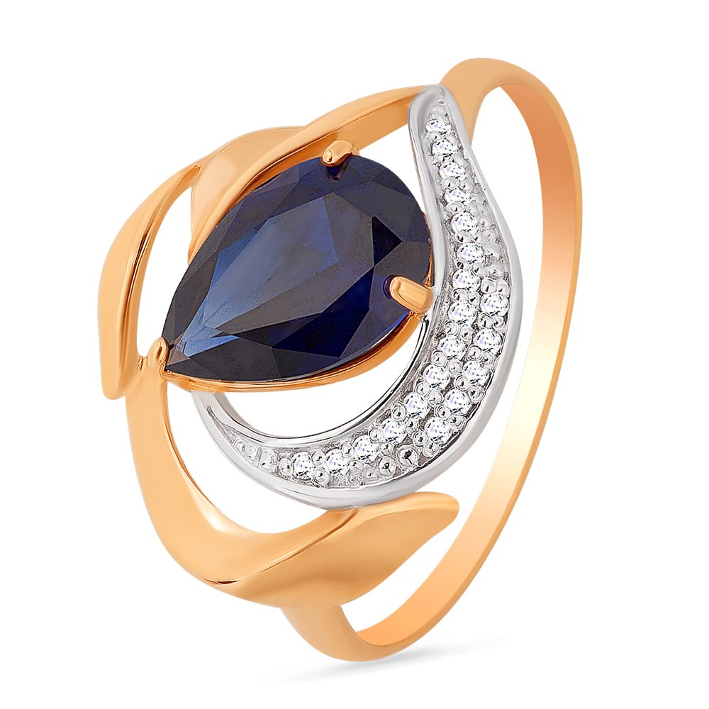 

Кольцо женское из красного золота с сапфиром, бриллиантом 585Gold 101010064, р. 17, 101010064