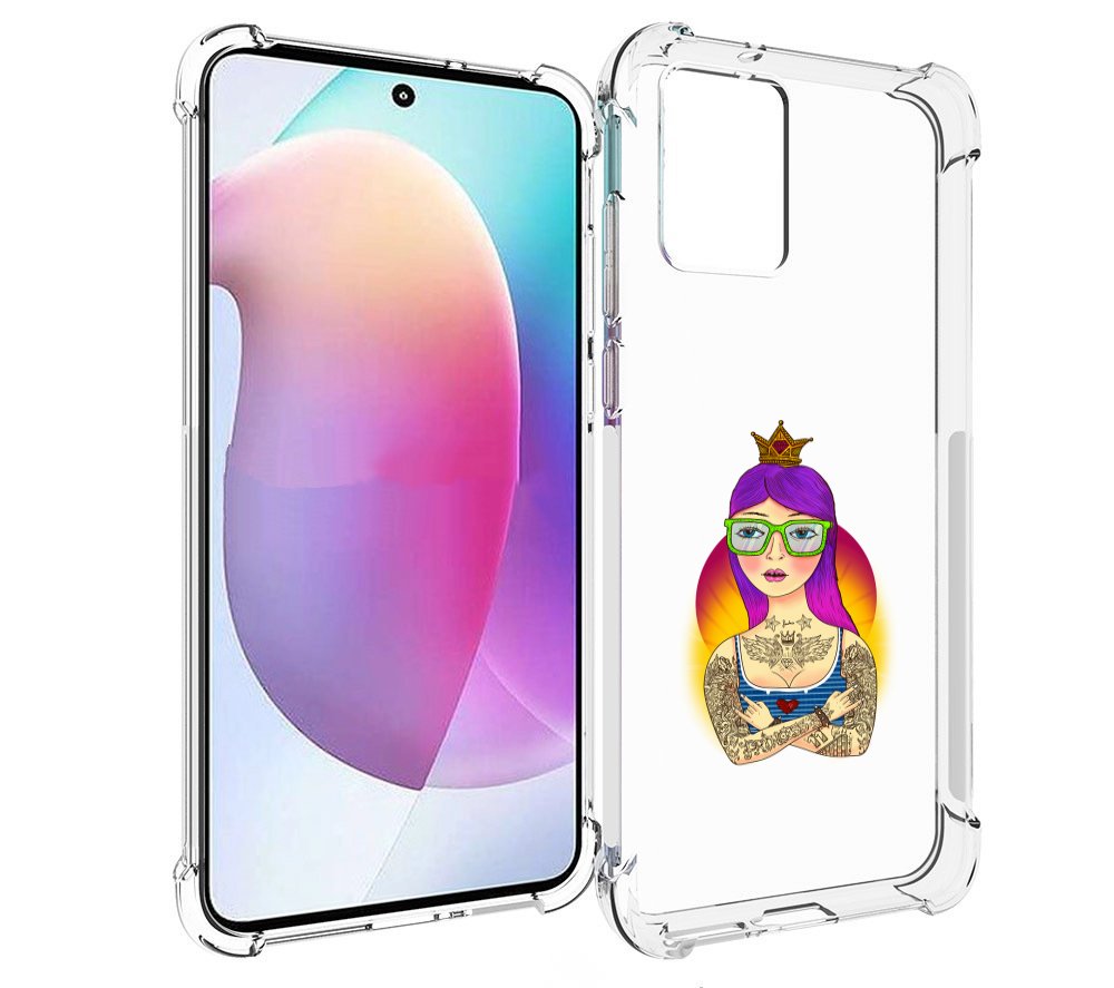 

Чехол MyPads девушка в татуировках с короной для Motorola Edge 30 Neo, Прозрачный, Tocco